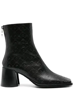 Marine Serre monogram-debossed leather ankle boots 21296304
