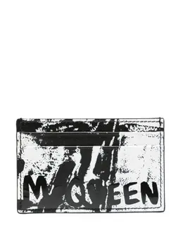 Alexander McQueen Graffiti-print leather cardholder 22582121