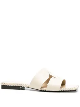 Roberto Cavalli logo-embossed leather slides 22865863