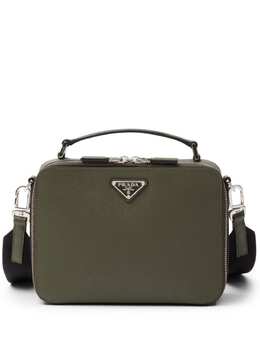 Prada Saffiano medium enamel triangle logo two-way bag 22729074