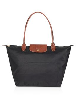 Большая нейлоновая сумка через плечо Le Pliage Original Longchamp, цвет Black 641314 | black/gold
