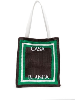 Casablanca logo-embroidered crochet tote bag 21728280