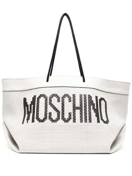 Moschino logo-print interwoven tote bag 22301432