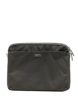 Agnès b. logo-patch zipped laptop bag 21363322