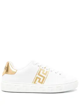 Versace Greca-embroidered leather sneakers 22100486