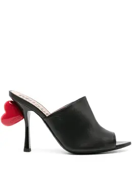 Moschino 100mm heart-detail leather mules 22285801