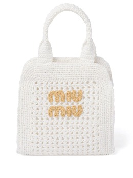 Miu Miu crochet raffia tote bag 22710419