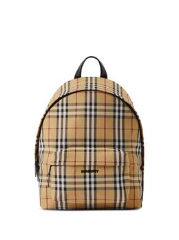 Burberry logo-plaque check-print backpack 21954375