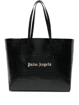 Palm Angels logo-appliqué leather tote bag 21777458