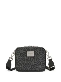 Dolce & Gabbana logo-plaque monogram-pattern shoulder bag 22056052