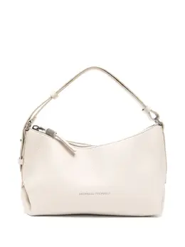 Brunello Cucinelli logo-stamp leather top-handle bag 20931052