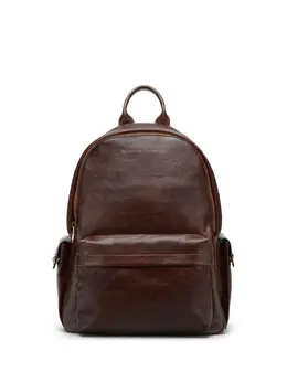 Brunello Cucinelli logo-print leather backpack 22284395