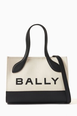 Bally Colour-block Logo Tote Bag in Organic Cotton & Leather 217107542_179