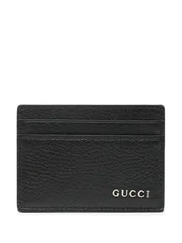 Gucci logo-lettering leather card holder 22412323