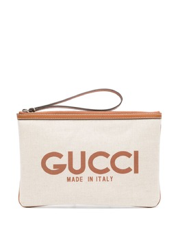 Gucci logo-print canvas clutch bag 22651186