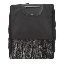 Burberry Ladies Black Fringe Leather Olympia Scarf Flat Clutch 8047203