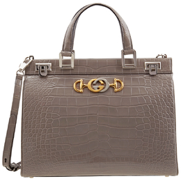 Gucci Grey Zumi Medium Top Handle Bag In Crocodile Effect 564714 ev40x 1275