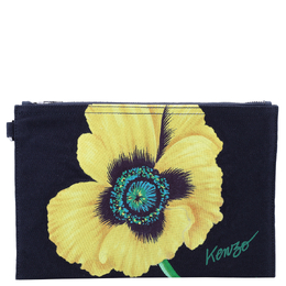 Kenzo Navy Blue Poppy Floral Printed Zipped Large Clutch Bag fc65pm902f31-76