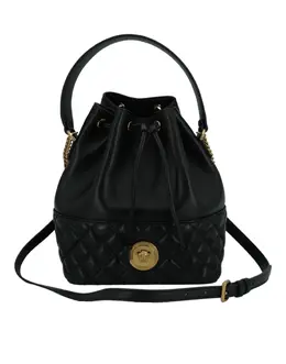 Versace Black Lamb Leather Bucket Shoulder Bag 8056204626517