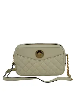 Versace White Lamb Leather Medium Camera Shoulder Bag 8056204191268