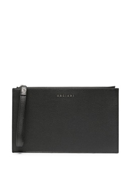 Orciani logo-lettering leather clutch 21788532