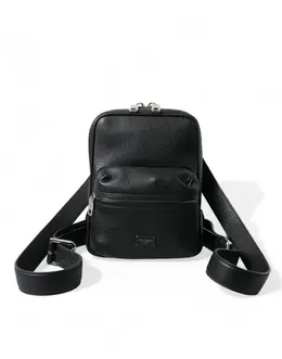 Dolce & Gabbana Black Calfskin Leather Logo Palermo Backpack Bag bag1304