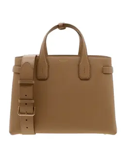 Burberry Medium Banner Camel Brown Leather Women's Shoulder Bag 80685501