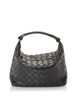 Маленькая кожаная сумка через плечо Wallace Bottega Veneta 4727187 | black/gold