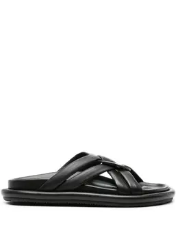 Moncler Bell crossover-strap leather slides 23223335
