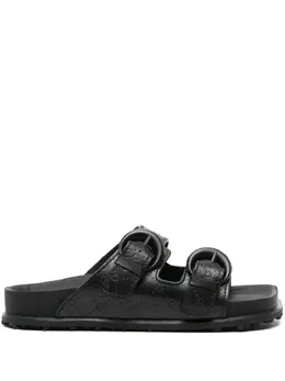 Marine Serre Moonogram-embossed leather slides 21296300