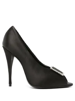 Saint Laurent 115mm crystal-embellished satin pumps 22245262