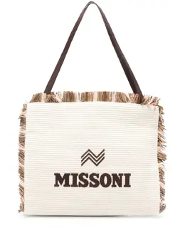 Missoni logo-patch interwoven shoulder bag 23285266