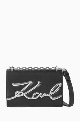 Karl Lagerfeld Small K/Signature Shoulder Bag in Leather 217183128_13