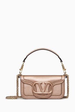 Valentino Garavani Small Loco Flap-over Shoulder Bag in Metallic Leather 217238605_7762