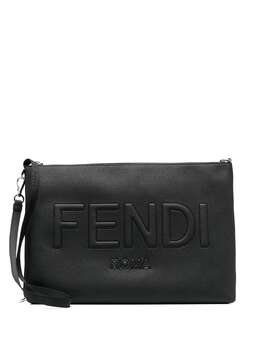 Fendi embossed-logo clutch bag 19800467
