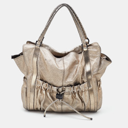 Burberry Gold Leather Large Warrior Shoulder Bag 816036