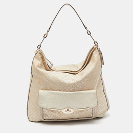 Coach Cream Op Art Fabric and Leather Madison Hobo 806271