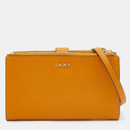 DKNY Mustard Leather Double Zip Crossbody Bag 803262