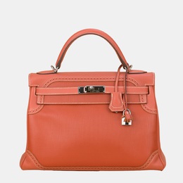 Hermes Sanguine Swift Leather Palladium Hardware Ghillies Retourne Kelly 32 Bag 751147