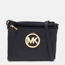 Michael Kors Black Leather Fulton Crossbody Bag 726874