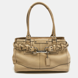 Coach Beige Grained Leather Hampton Tote 727632