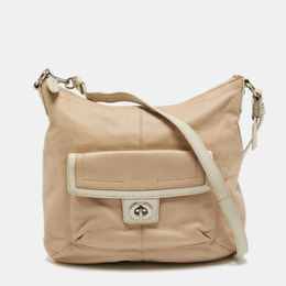 Coach Light Beige/White Leather Penelope Hobo 724592