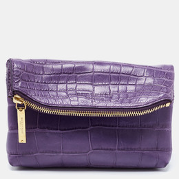 Burberry Prorsum Purple Crocodile Leather Kendal Clutch 678697