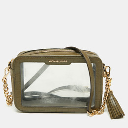 Michael Kors Green PVC and Croc Embossed Ginny Crossbody Bag 669624