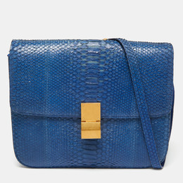 Celine Blue Python Large Classic Box Shoulder Bag 653232