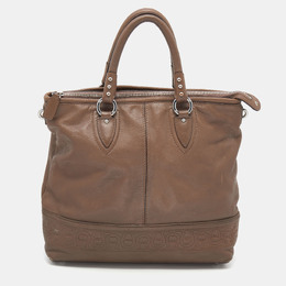 Aigner Dark Taupe Leather Zip Tote 638175