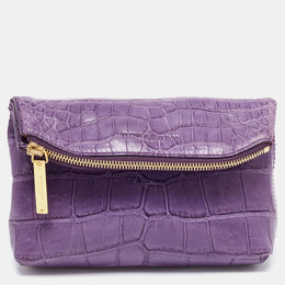 Burberry Purple Alligator Small Kendal Foldover Clutch 651115