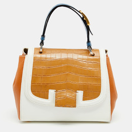 Fendi Multicolor Leather And Crocodile Silvana Top Handle Bag 628610