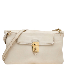 Miu Miu Cream Leather Fold Over Shoulder Bag 597427
