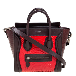 Celine Céline Tri Color Leather and Snakeskin Nano Luggage Tote 596029